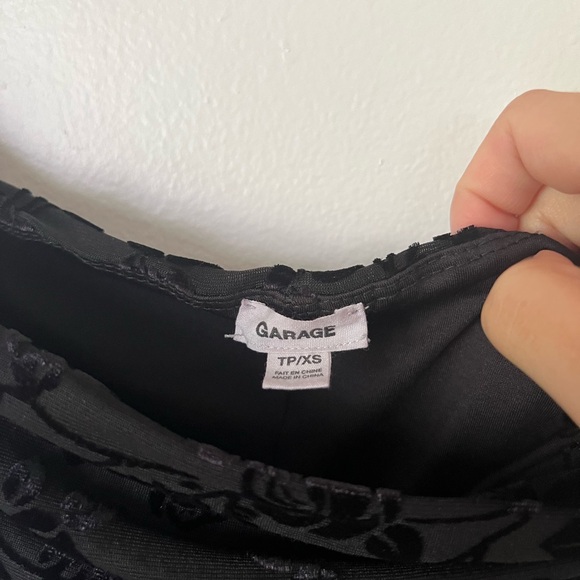 Garage Black Velvet Detailed Rose Mini Dress with Ruching on Back - Picture 5 of 5